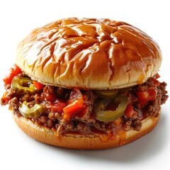 Hot burger loaded with various toppings