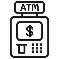 ATM machine icon in thin line style vector illustration graphic design
