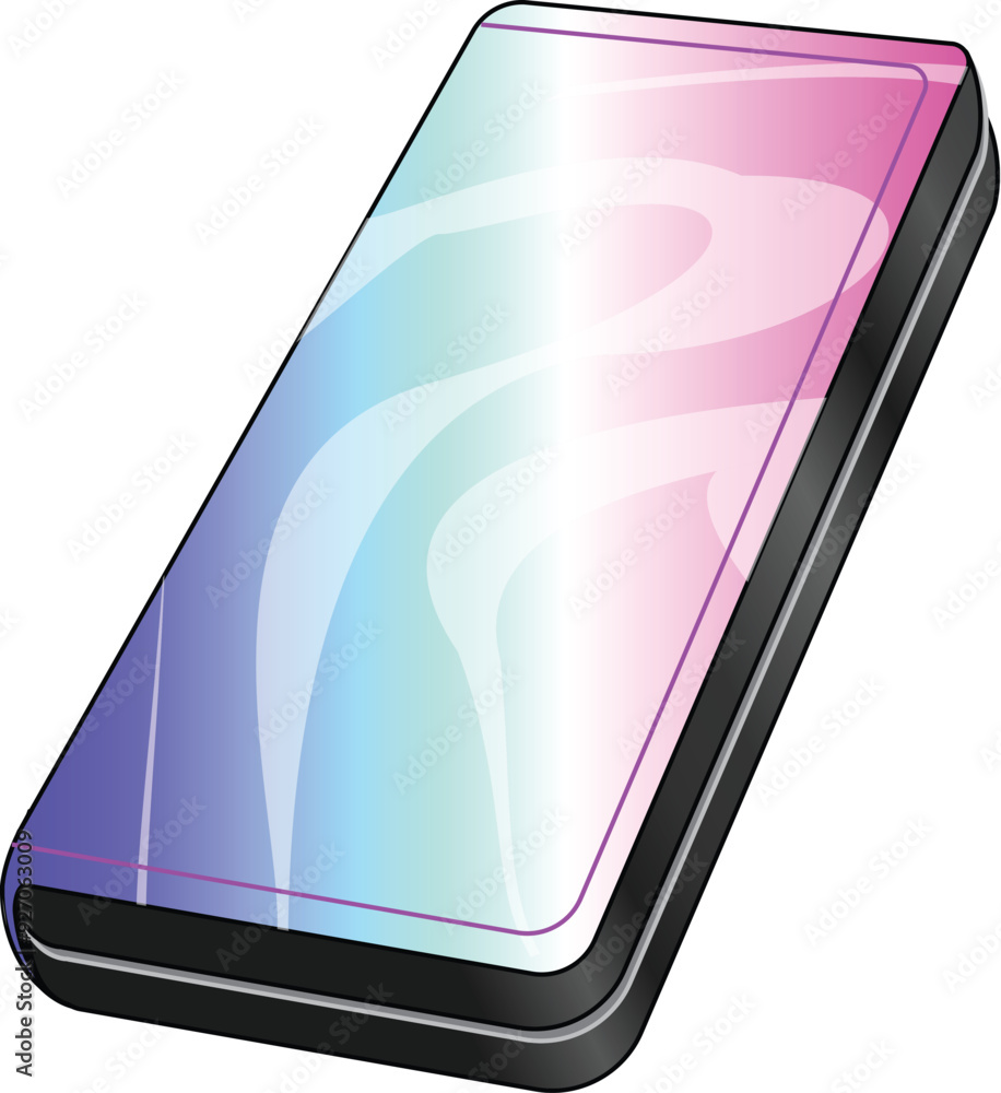 Aufkleber modern smartphone with a holographic screen showing a colorful abstract background