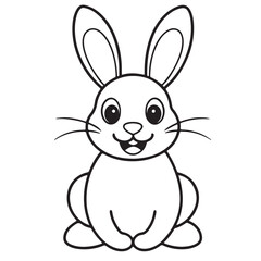 Adobe IllustratCute kawaii bunny and baby cartoon character coloring page vector illustration. Pet animal, mothers day colouring page for kidsor Artwork.