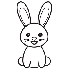 Adobe IllustratCute kawaii bunny and baby cartoon character coloring page vector illustration. Pet animal, mothers day colouring page for kidsor Artwork.