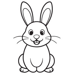 Adobe IllustratCute kawaii bunny and baby cartoon character coloring page vector illustration. Pet animal, mothers day colouring page for kidsor Artwork.