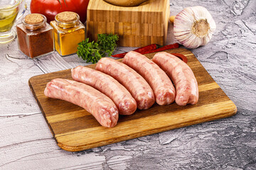 Raw meat sausages for grill