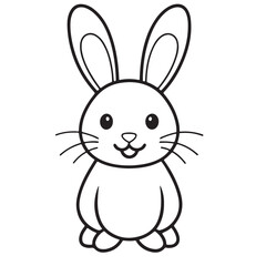 Adobe IllustratCute kawaii bunny and baby cartoon character coloring page vector illustration. Pet animal, mothers day colouring page for kidsor Artwork.