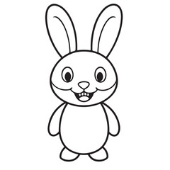 Adobe IllustratCute kawaii bunny and baby cartoon character coloring page vector illustration. Pet animal, mothers day colouring page for kidsor Artwork.