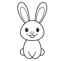 Adobe IllustratCute kawaii bunny and baby cartoon character coloring page vector illustration. Pet animal, mothers day colouring page for kidsor Artwork.