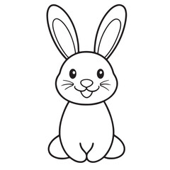 Adobe IllustratCute kawaii bunny and baby cartoon character coloring page vector illustration. Pet animal, mothers day colouring page for kidsor Artwork.