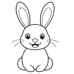 Adobe IllustratCute kawaii bunny and baby cartoon character coloring page vector illustration. Pet animal, mothers day colouring page for kidsor Artwork.