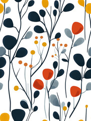 scandinavian floral seamless pattern, minimal style