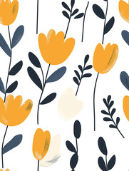 scandinavian floral seamless pattern, minimal style