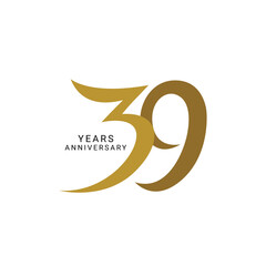 39 logo, 39th Anniversary Logo, 39th Golden Color, Vector Template Design element for birthday, invitation, wedding, jubilee, and greeting card illustration.