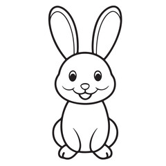 Adobe IllustratCute kawaii bunny and baby cartoon character coloring page vector illustration. Pet animal, mothers day colouring page for kidsor Artwork.