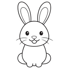 Adobe IllustratCute kawaii bunny and baby cartoon character coloring page vector illustration. Pet animal, mothers day colouring page for kidsor Artwork.