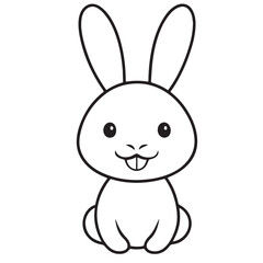 Adobe IllustratCute kawaii bunny and baby cartoon character coloring page vector illustration. Pet animal, mothers day colouring page for kidsor Artwork.