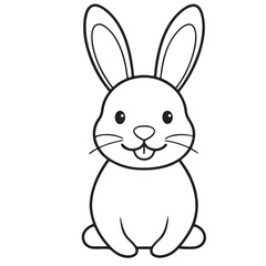 Adobe IlluCute kawaii bunny and baby cartoon character coloring page vector illustration. Pet animal, mothers day colouring page for kidsstrator Artwork.