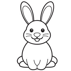Adobe IlluCute kawaii bunny and baby cartoon character coloring page vector illustration. Pet animal, mothers day colouring page for kidsstrator Artwork.