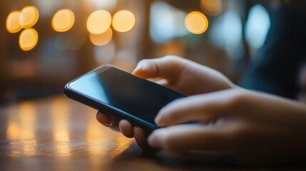 Digital Marketplace Transactions - Finger Pressing Checkout Button on Smartphone with Copy Space for Text