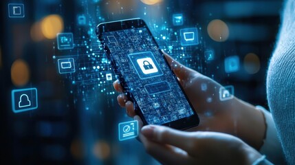 Secure Payment Gateway on Smartphone - Ensuring E-Commerce Safety Concept with Copy Space for Text.