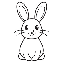 Adobe IlluCute kawaii bunny and baby cartoon character coloring page vector illustration. Pet animal, mothers day colouring page for kidsstrator Artwork.