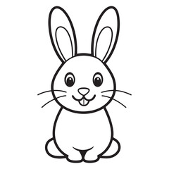 Adobe IlluCute kawaii bunny and baby cartoon character coloring page vector illustration. Pet animal, mothers day colouring page for kidsstrator Artwork.