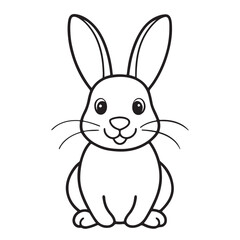 Adobe IlluCute kawaii bunny and baby cartoon character coloring page vector illustration. Pet animal, mothers day colouring page for kidsstrator Artwork.