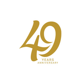 49th, 49th Anniversary Logo, 49 Logo Golden Color, Vector Template Design element for birthday, invitation, wedding, jubilee and greeting card illustration.