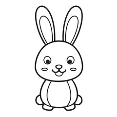 Adobe IlluCute kawaii bunny and baby cartoon character coloring page vector illustration. Pet animal, mothers day colouring page for kidsstrator Artwork.