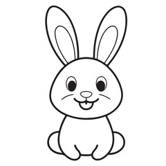 Adobe IlluCute kawaii bunny and baby cartoon character coloring page vector illustration. Pet animal, mothers day colouring page for kidsstrator Artwork.