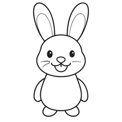 Adobe IlluCute kawaii bunny and baby cartoon character coloring page vector illustration. Pet animal, mothers day colouring page for kidsstrator Artwork.