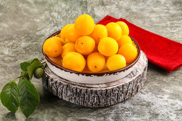 Ripe sweet juicy yellow plum