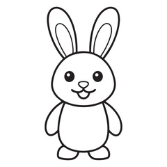 Adobe IlluCute kawaii bunny and baby cartoon character coloring page vector illustration. Pet animal, mothers day colouring page for kidsstrator Artwork.
