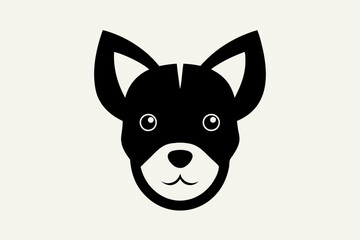 Cute Dog Face silhouette black vector illustration