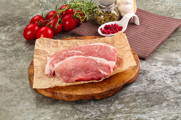 Raw pork steak for cooking