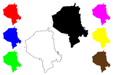 Yekaterinburg City (Russian Federation, Russia, Sverdlovsk Oblast) map vector illustration, scribble sketch City of Ekaterinburg map