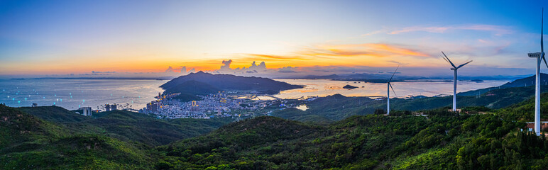 Panoramic View of Houzhai Town, Nan'ao Island, Shantou City, Guangdong Province, China