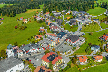 Sulzberg in Vorarlberg von oben, Blick auf das Ortszentrum