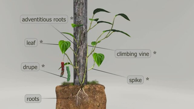 Anatomy of black pepper plant