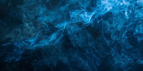 Obraz premium Hazy indigo fumes on dark backdrop aromatic tendrils.