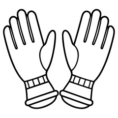 A pair of simple gloves line art