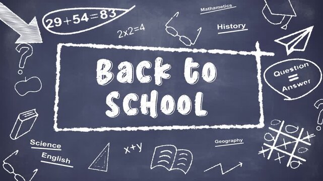 Back to School Chalkboard Design with Educational Doodles 