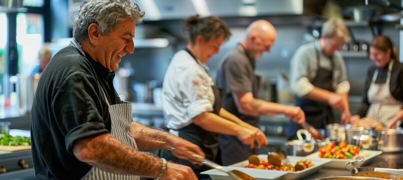 Joyful Cooking Class with Friends Preparing Authentic Italian Comfort Food Dishes