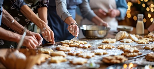 Lively Holiday Cookie Making Class with Friends Decorating Festive Cookies