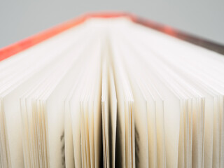 Close-up of open book pages filled with text. An ideal image for themes of literature, reading and...