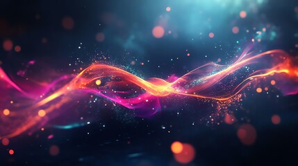 Abstract Colorful Waves with Bokeh Lights