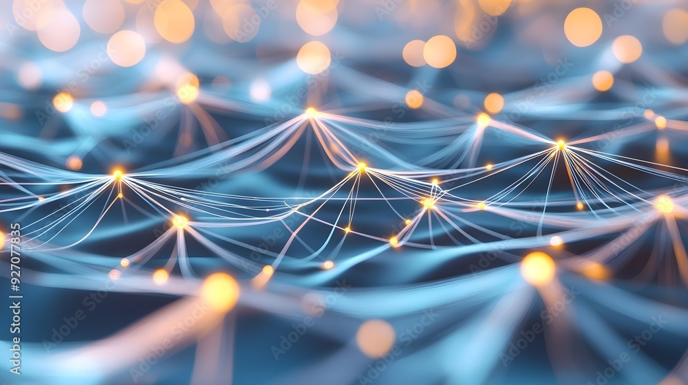 Poster abstract network connections with glowing points