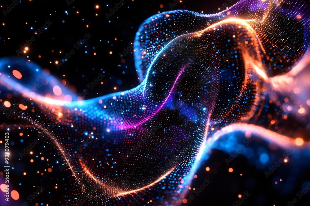 Poster vibrant abstract background showcasing flowing waves of light and color, ideal for modern design and