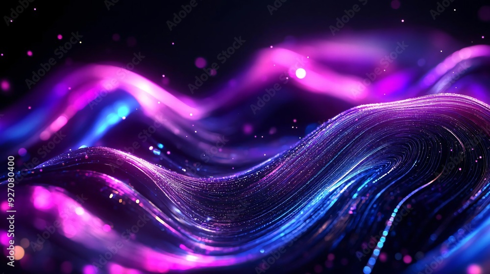 Poster abstract waves of vibrant colors flow seamlessly, creating a mesmerizing digital landscape filled wi