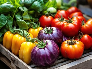 Heirloom vegetables, vibrant crops, heritage varieties, sustainable gardening