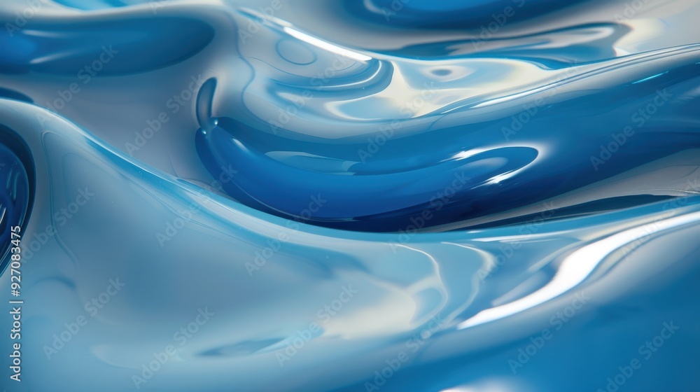 Aufkleber A close-up, abstract image of a blue liquid surface. The liquid has a glossy, reflective sheen and appears to be moving in a flowing, wave-like pattern. The texture of the surface is visible in the su