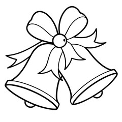 Line art of wedding Christmas bells with ribbons 
